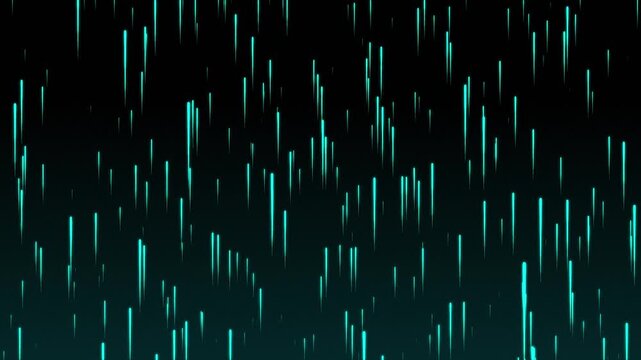 Endless corridor with neon lines tending up. Dark cyan blue gradient background. Seamless loop 3d render. Modern glowing blue neon light spectrum