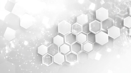 Abstract geometric background with hexagonal shapes, light gray tones, and subtle textures.