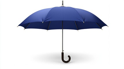 Blue umbrella opened, white background, protection, weather