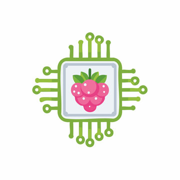 Raspberry and Circuit Board Illustration Representing Technology and Digital Innovation