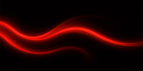 Obraz premium A dynamic red abstract background featuring a flickering fractal flame and orange energy waves in a looping motion design with a textured light curve pattern on a black backdrop