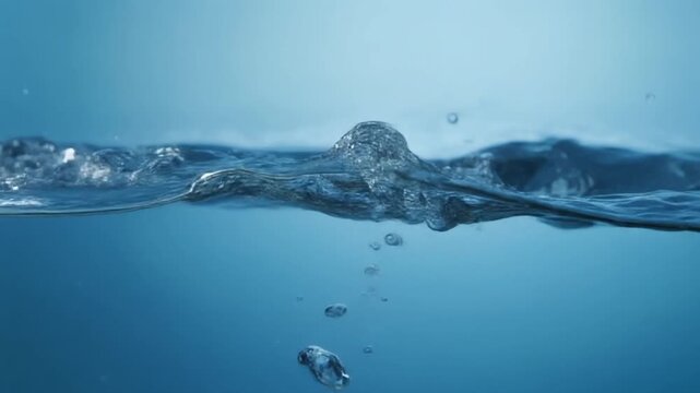 Dynamic Blue Water Splash and Bubbles Generative AI