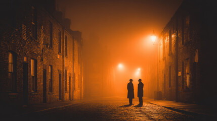 Two gang members talking in the street