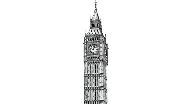 Big Ben clock tower London black and white architecture 1