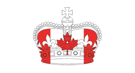Canadian royal crown with red maple leaf and fleur de lis Canadian crown © SnappyDesigns