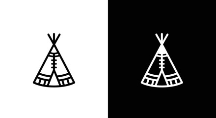 Native American teepee tent icon in black and white light and dark mode © Guyt Vectors