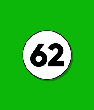 Green background with white circle that animates to display number 62