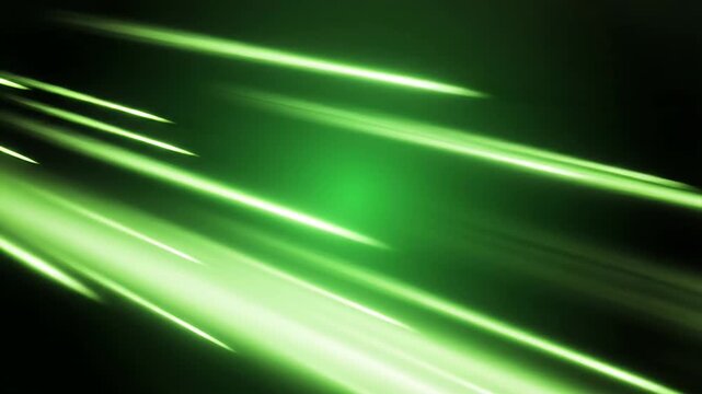 Abstract bright green light streaks on dark gradient background