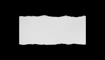 Obraz premium Torn White Paper Rectangle with Rough Edges on Black Background Blank Template