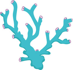Obraz premium Blue coral, sea life vector illustration Perfect for marine life education, summer beach themes, nautical patterns, or coastal vacation branding. 