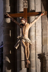Roman statue (19th century) of Jesus Christ crucified on the cross.