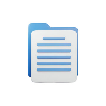 3D-rendered icon of a light-blue file folder with a document featuring horizontal lines