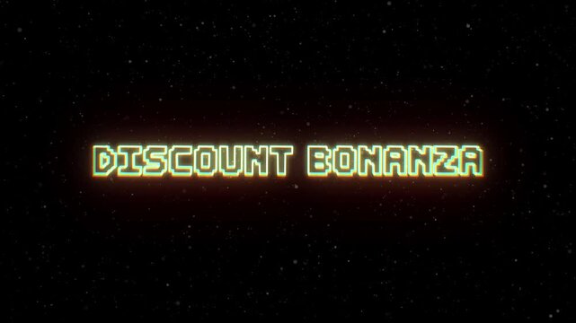 Discount Bonanza Neon text with retro style