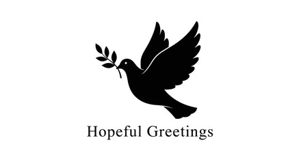 Obraz premium Hopeful Greetings Dove with Olive Branch Silhouette - Peace Symbol