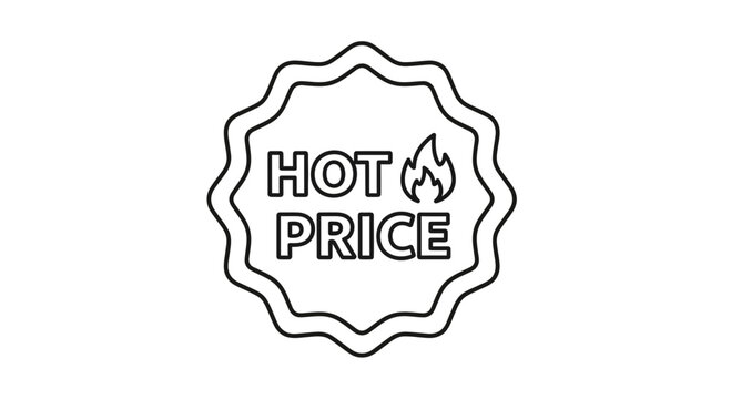 Hot Price Stamp with Flame Icon - Special Offer, Discount, Sale Tag