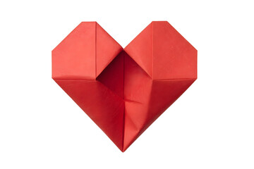 Origami paper heart isolated on white background