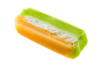 Japanese melon ice cream bar isolated on white background