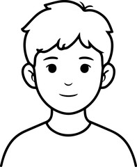 Simple black and white illustration of a young boy's portrait, perfect for modern graphic design projects