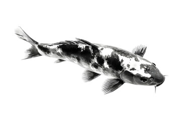 Black and white koi fish isolated on white background