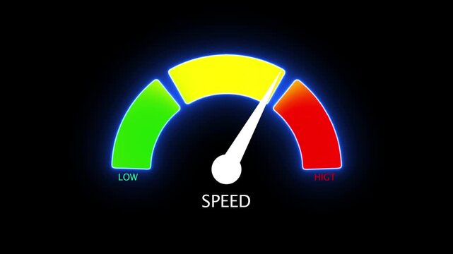 Speedometer gauge with low medium speed levels indicator