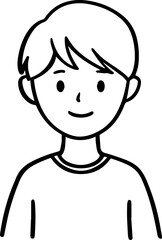 Simple black and white illustration of a young boy's portrait, perfect for modern graphic design projects