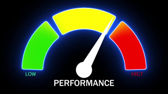 Performance Meter Gauge with Low Medium Indicators Colorful Neon Style