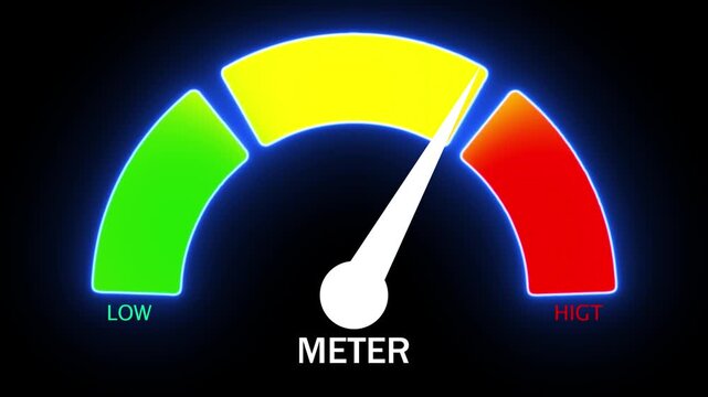 Colorful Meter Gauge with Low Medium Indicator Levels level indicator low medium colorful meter gauge animation