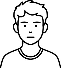 Fototapeta premium Simple black and white illustration of a young boy's portrait, perfect for modern graphic design projects