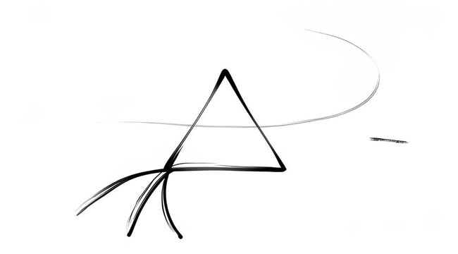 Minimalist Abstract Hand-Drawn Sketch of a Dynamic Triangle with Flowing Lines, Capturing Artistic Simplicity and Conceptual Design Aesthetics for Creative Projects
