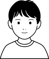 Obraz premium Hand Drawn Man as Nurse Black and White Avatar Illustration in Minimal Line Art Style Design