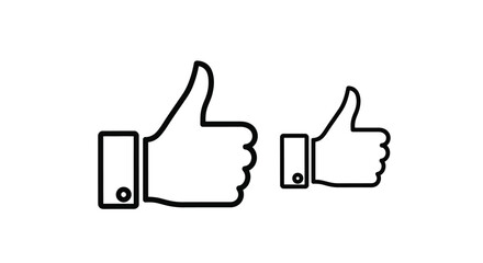 Obraz premium Three black outline thumbs up icons displayed on a white background