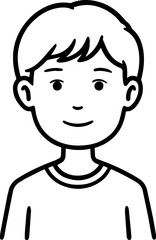 Obraz premium Simple black and white illustration of a young boy's portrait, perfect for modern graphic design projects