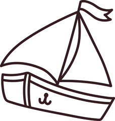 Sailboat Outline With Flag Nautical