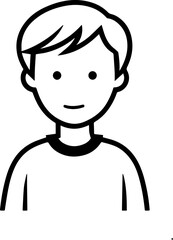 Obraz premium Simple black and white illustration of a young boy's portrait, perfect for modern graphic design projects