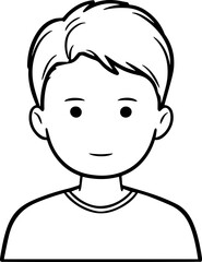 Obraz premium Simple black and white illustration of a young boy's portrait, perfect for modern graphic design projects