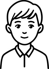 Obraz premium Simple black and white illustration of a young boy's portrait, perfect for modern graphic design projects