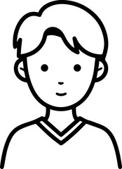 Obraz premium Simple black and white illustration of a young boy's portrait, perfect for modern graphic design projects
