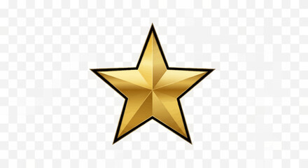Obraz premium Golden Star Icon on Transparent Background - Symbol of Success, Achievement, and Excellence
