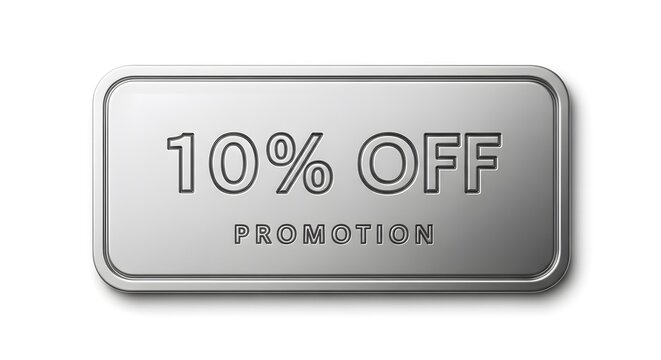 10% OFF Promotion: A sleek and modern emblem prominently displaying a tempting 10% discount offer, designed to draw attention and highlight a special promotional deal.