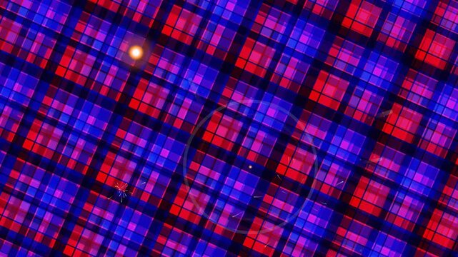 red and blue plaid fabric texture motion background with detailed textile pattern and soft woven material surface motion design