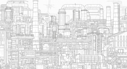 Fototapeta premium Abstract architectural sketch of a dense urban cityscape.