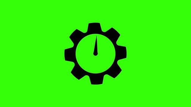 Gear with Clock Pointer on Green Background Technology Concept gear clock pointer settings configuration