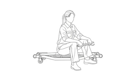 Mechanic Sitting on Rolling Creeper with Tools