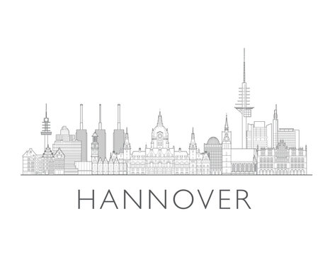Hanover Germany skyline urban cityscape illustration drawing with landmarks