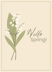 Tulip Flower Standing Line Art Hello Spring