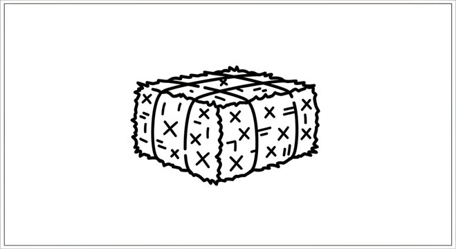 Hand Drawn Hay Bale Icon Vector Illustration