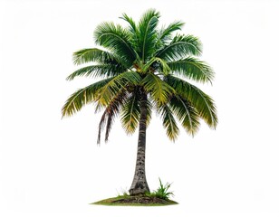 Obraz premium Isolated palm tree with green fronds on white