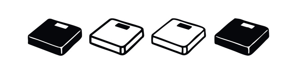 Isometric Hand-drawn Weighing Scale Icon Set in 3D Style