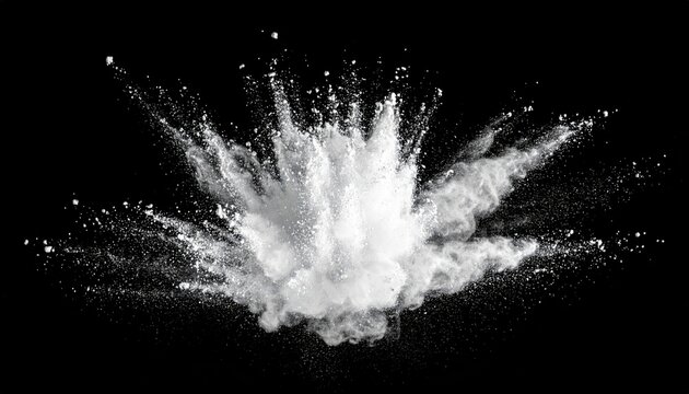 White powder explodes outward, starburst shape, on black