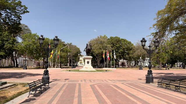 Plaza Bol&iacute;var with equestrian statue in Maracay, Aragua State, Venezuela